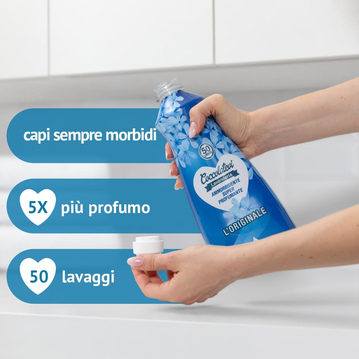Ammorbidente Super Profumante, Set da 4 o 8 Bottiglie, 1250ml, Vaniglia, L'Originale, Muschio Bianco, Glicine, Rosa Ametista, Aroma Sensual (8 Flaconi, L'originale)