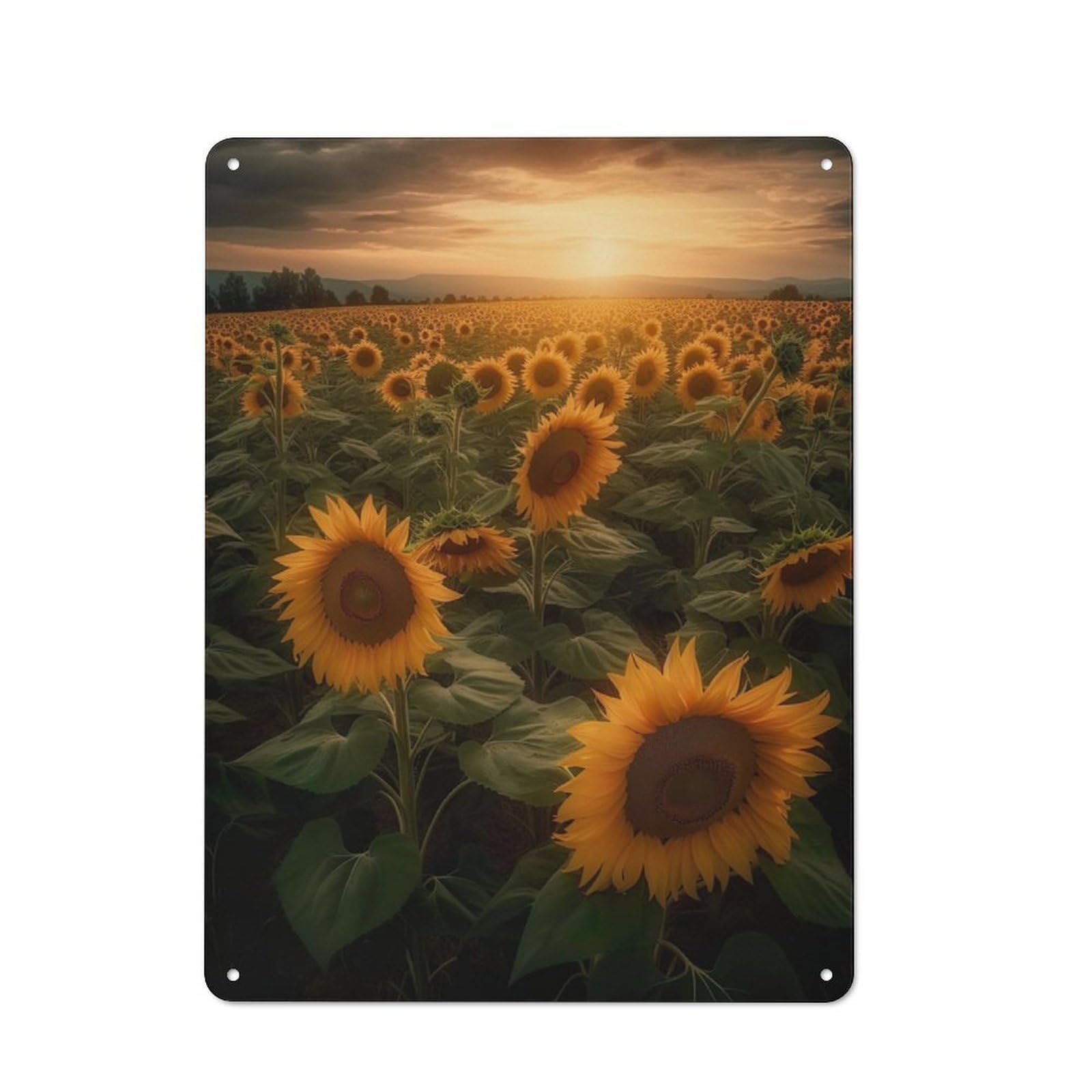Junmoney Sunflower Field Farmlands Retro Tin Wall Plaque 40X30cm For Studio Or Craft Room, Winter Wall Decor For Creative-Space Collectors