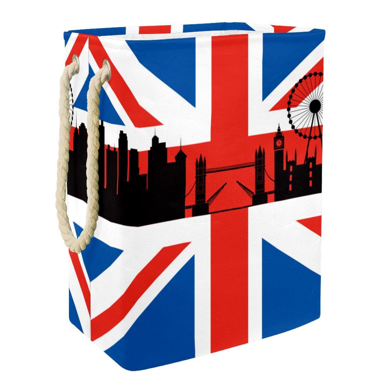 Grand panier à linge personnalisé avec poignées sac rangement chambre Londres