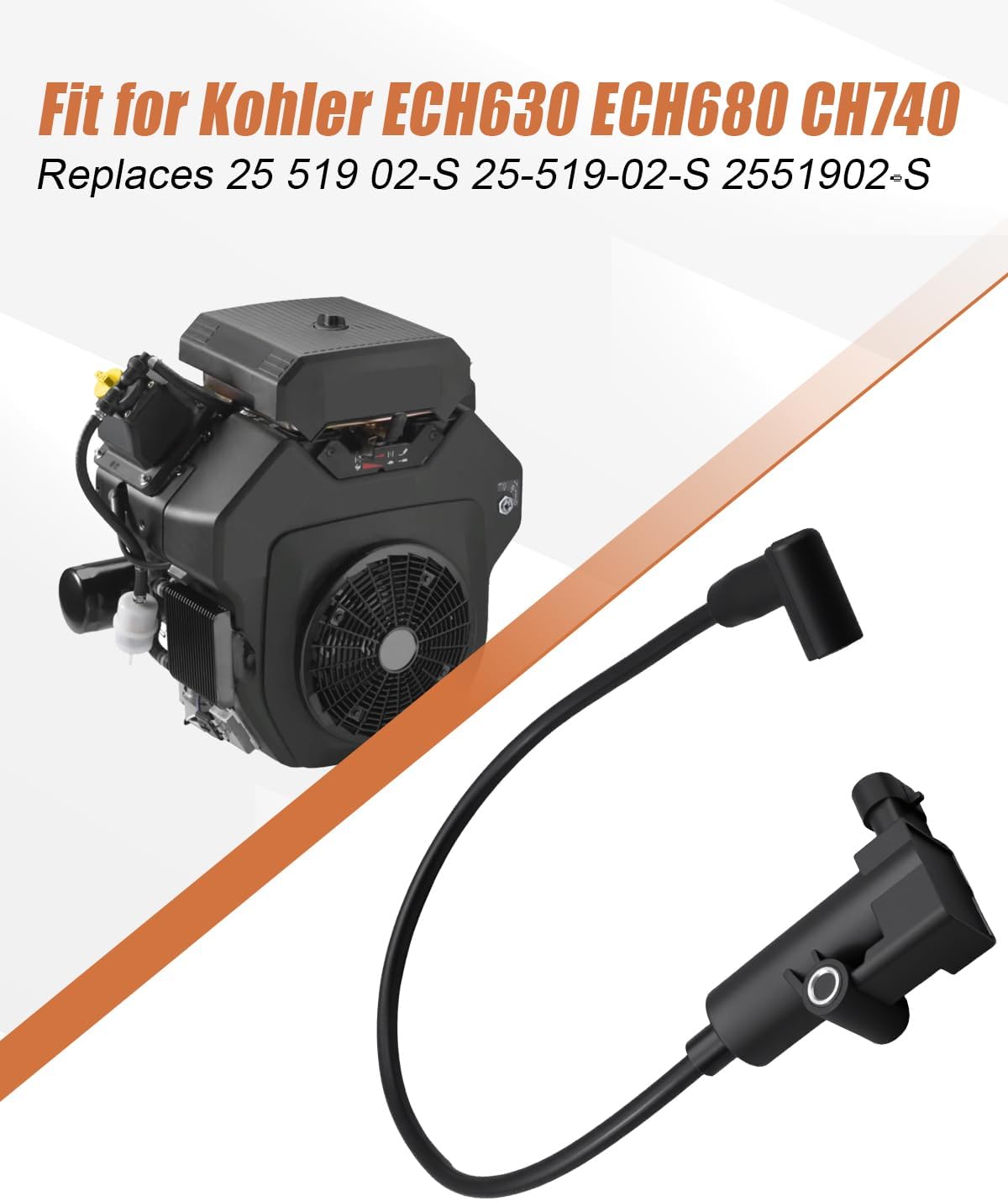 25 519 02-S EFI Ignition Coil Fit for Kohler ECH630 ECH650 ECH980 CH680 ECH730 CH740 ECV650 ECV730 ECV740 ECV749 & More Replace 25-519-02-S 2551902-S