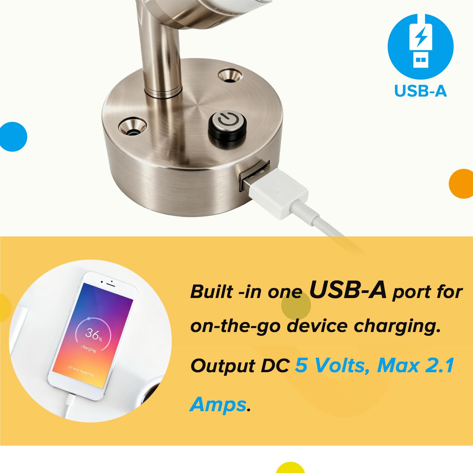 Luces de lectura para caravana de 12 V, luz interior para caravana con puerto USB, iluminación LED con cargador USB-C para mesita de noche de 2 W, 100 lm, 12 voltios, azul claro y blanco, 3000 K