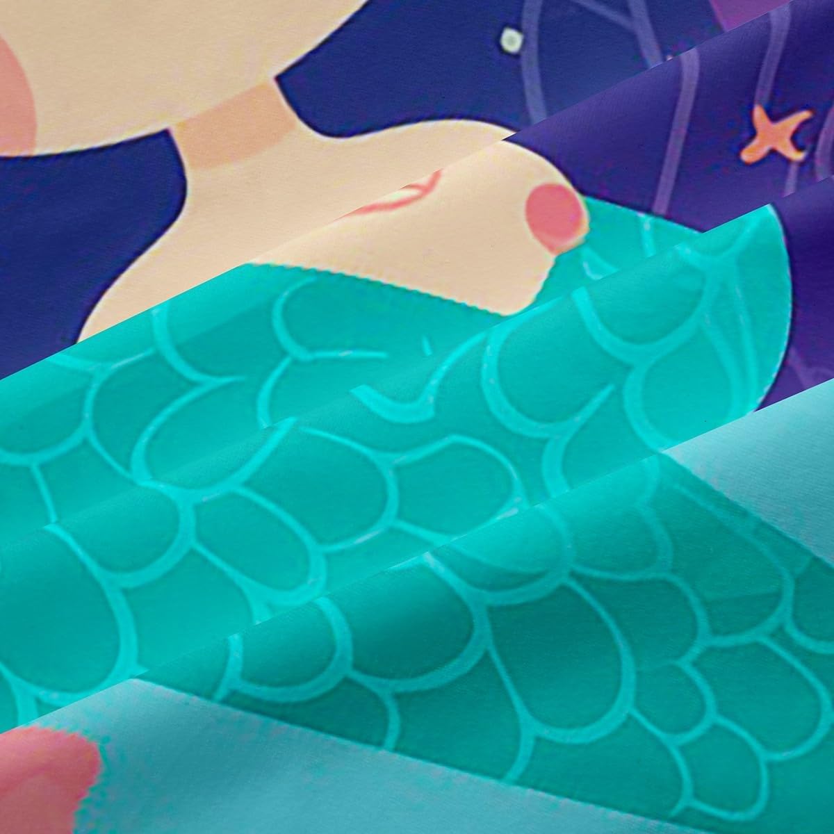 Mermaid Shower Curtain Mermaid Gifts for Girls Kawaii Bath Curtain 72"Wx84"L,Octopus Tentacles Bathroom Accessories Kids Child Teal Fish Scale Mermaid Tail Little Mermaid Decor for Toilet Bath Mat