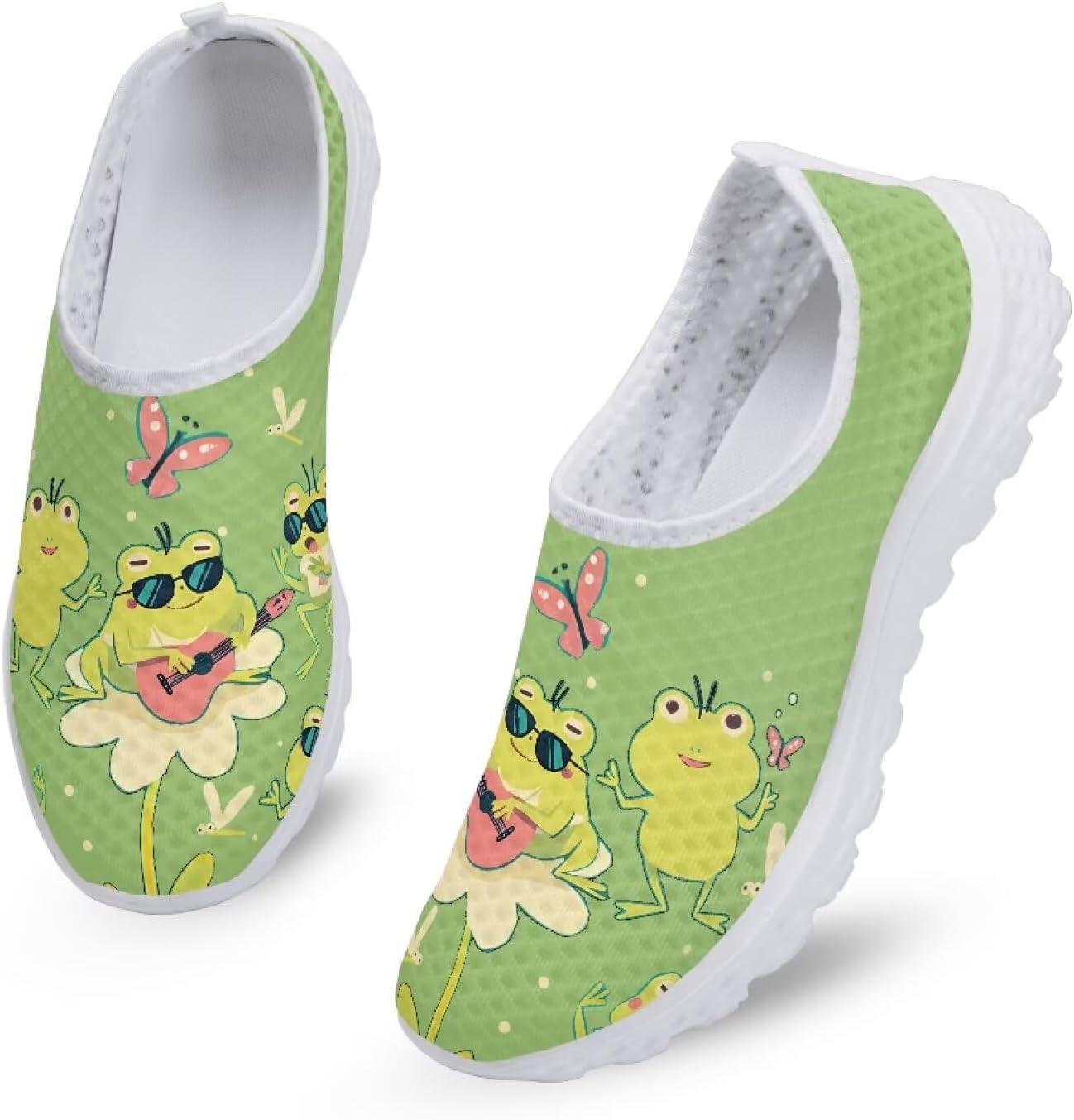 Walking Shoes for Woman Mother Breathable Arch Support Work Sneakers Fashion Cute Nursing Loafers for Gym Size 5.5-11.5 White Sole