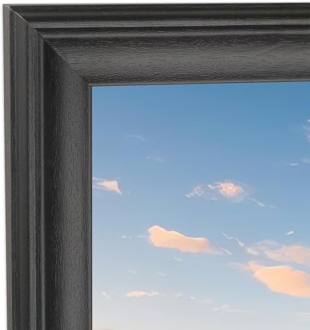 19x34 inch Picture Frame Solid Wood Black,Suitable for Panoramic Photo Frame, Posters,Painting,Group Photo,Puzzle (A23B1934)