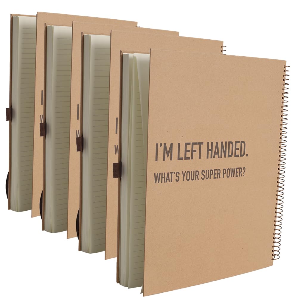 Urby Left Handed Notebooks College Ruled, 160 Pages 1 Subject, Hard Cover, Size 11" X 9", Ideal Gifts For Left Handed People. (Premium Paper 4 Pack)