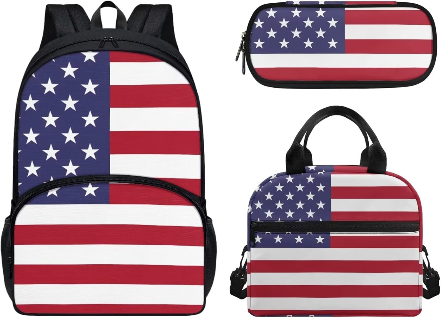Renewold American Flag Print Kids Backpack Set School Book Bag Insulated Lunch Bag Pencil Case Set of 3 pcs Middle Elementary Student Backpacks Schoolbag Portable for Beach Daily Travel Renewold American Flag Print Kids Backpack Set School Book Bag Insulated Lunch Bag Pencil Case Set of 3 pcs Middle Elementary Student Backpacks Schoolbag Portable for Beach Daily Travel
