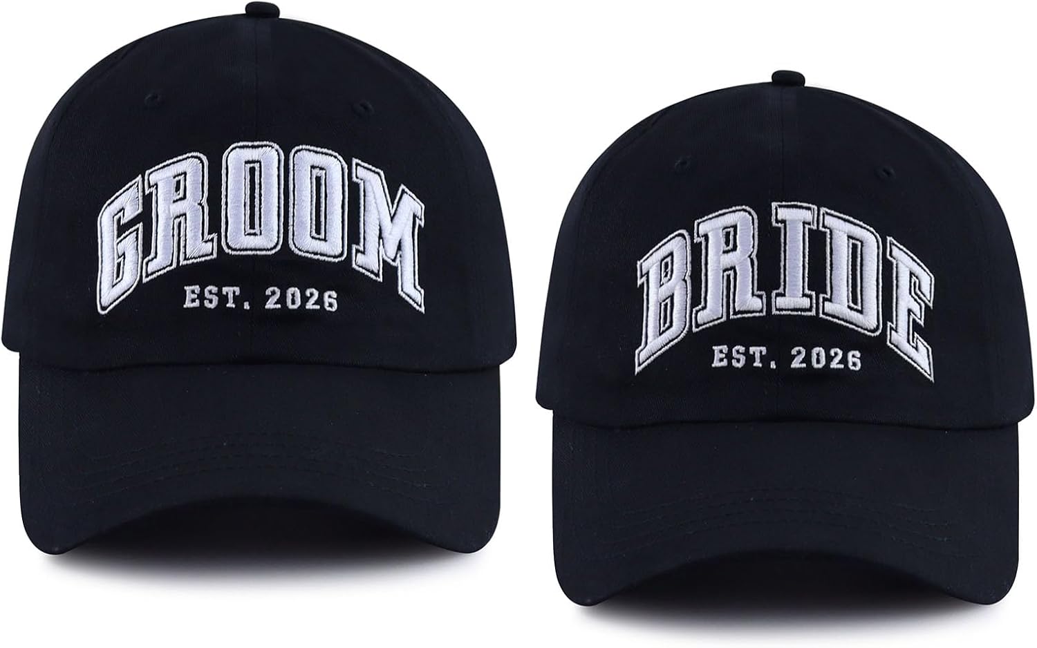 Groom and Bride 2026 Hats for Men Women, Funny Adjustable Cotton Couple Baseball Cap