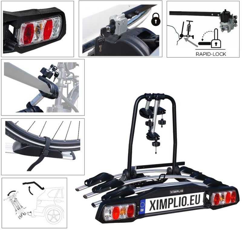 Fahrradträger für 3 Räder für Anhängerkupplung AHK - abklappbar Kupplungsträger mit Schnellkupplung (für 3 Räder)