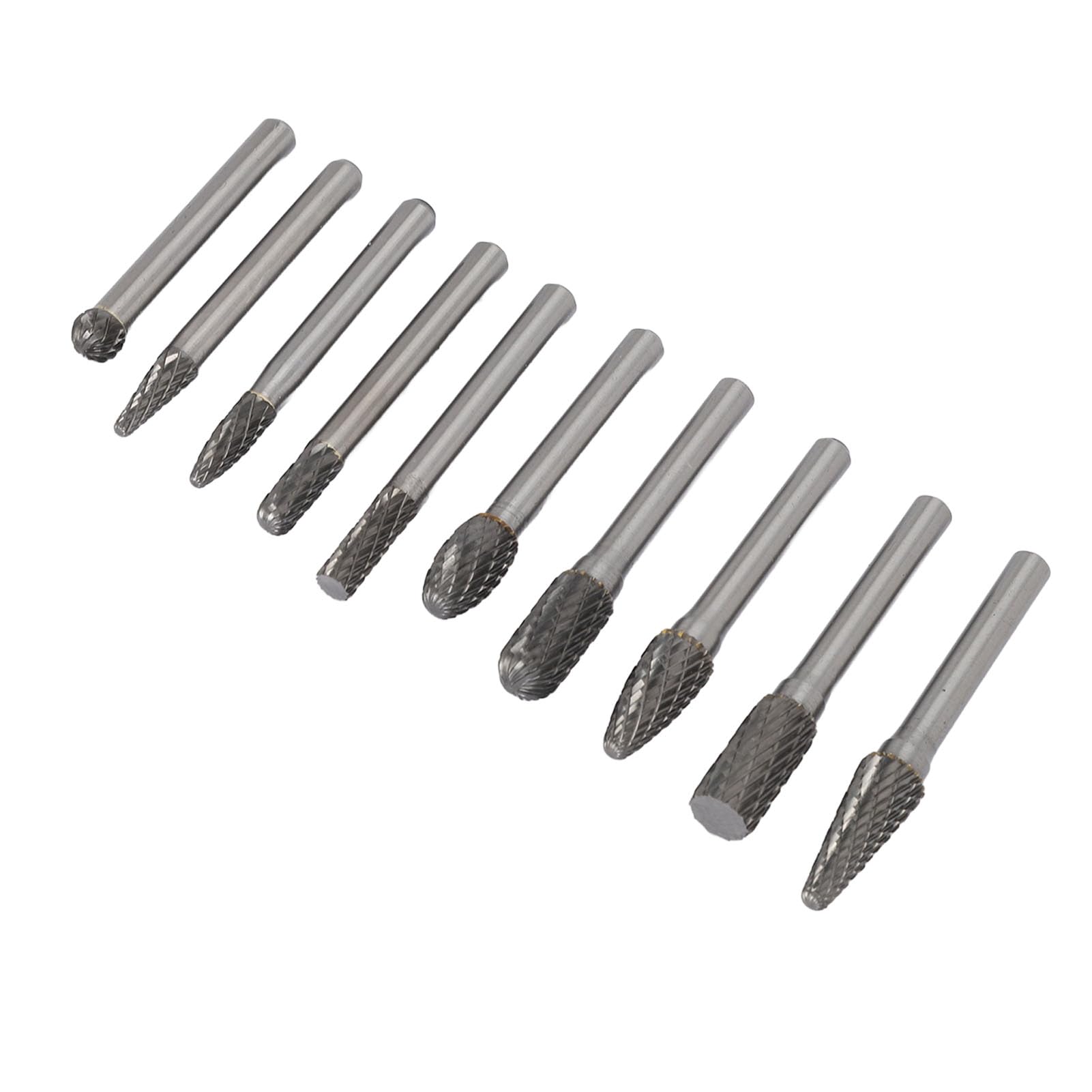 Juego de 10 brocas de fresas rotativas de carburo de tungsteno, rebabas de carburo de doble corte para el rectificado de metal y madera, compatibles con herramientas rotativas para