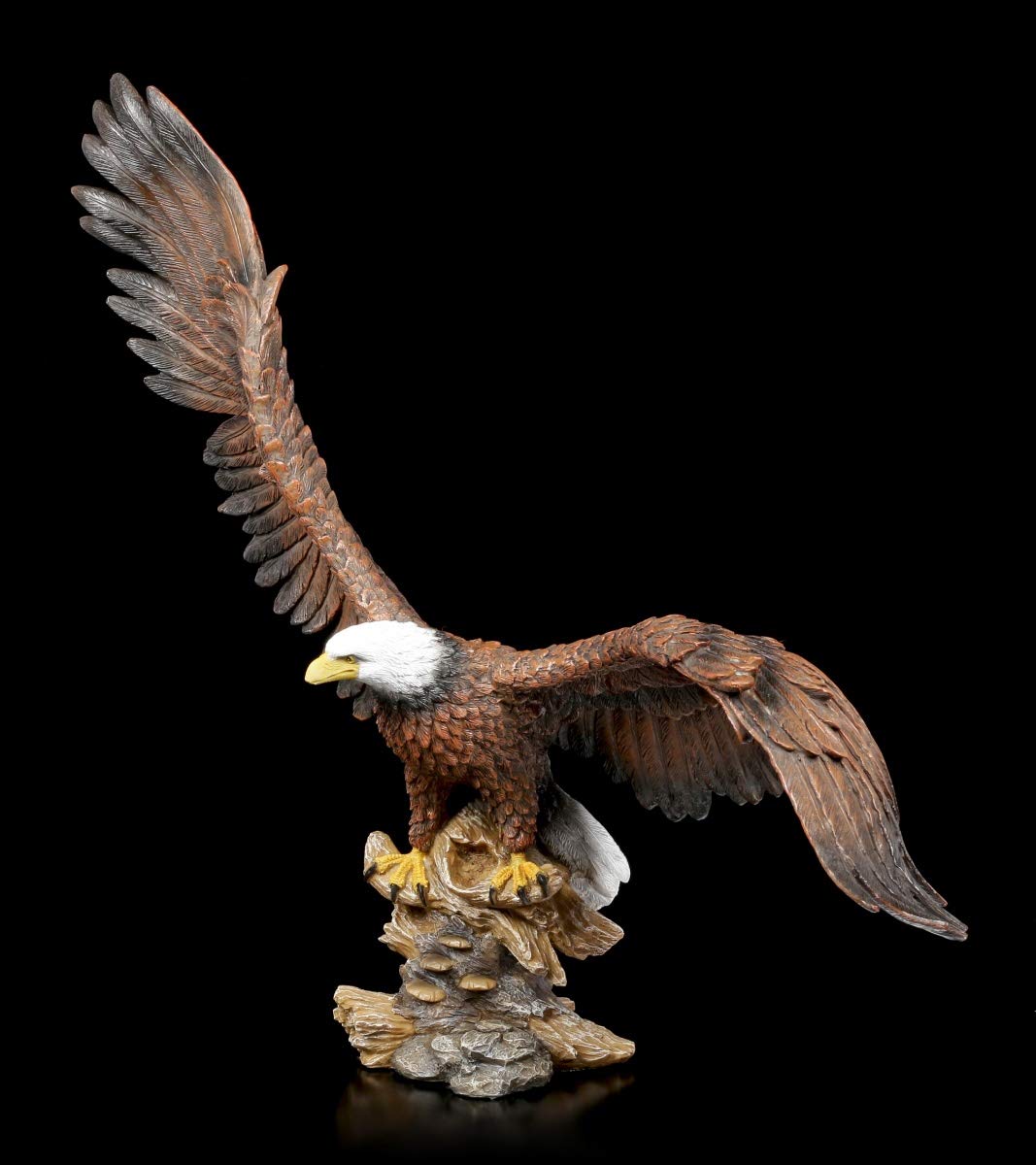 Figuren Shop GmbH Weißkopfseeadler mit ausgebreiteten Flügeln 40 cm | Adler-Dekofigur, handbemalt