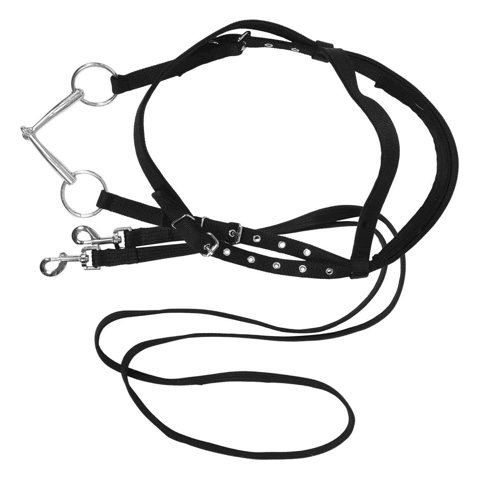 Briglia in Nylon Nero per Cavalli Piccoli Design Anti-morso e Controllo Eccellente per Addestramento e Equitazione