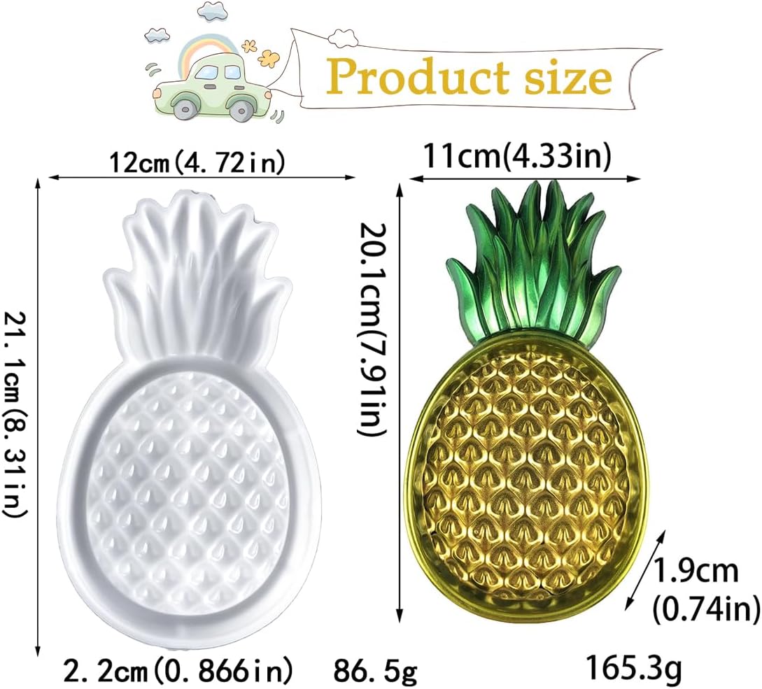 Pineapple Shape Jewelry Dish Resin Mold,Jewelry Tray Silicone Molds,Trinket Storage Box Epoxy Resin Mold Oval Plate Casting Mould for DIY Ring Earring Candy Container Coasters soap Dishes