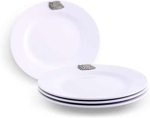 Miniatura 8 de Arthur Court Plato de melamina pesado y duradero, 4 piezas, para uso en interiores y exteriores, fiestas y uso diario, vajilla vintage de 10