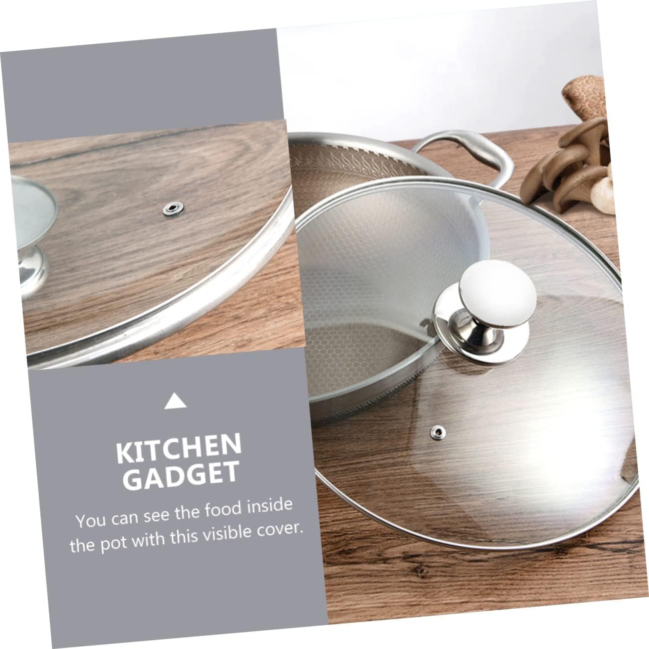 Cubierta redonda de acero inoxidable para ollas de acero inoxidable, tapa de sartén, tapa de sartén, cubierta universal para ollas de cocina, cubierta de alimentos, herramienta de cocina, cubierta