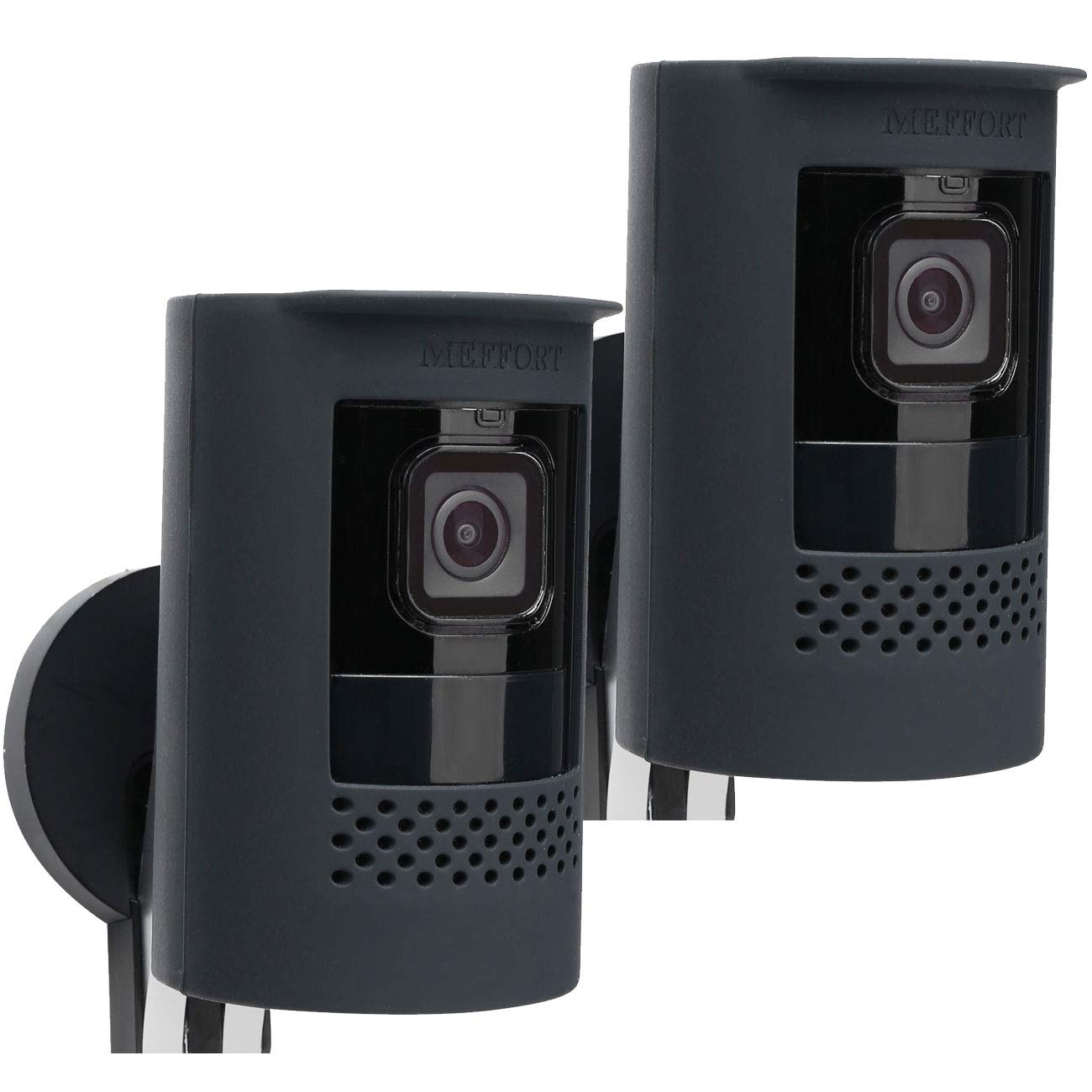 Meffort IncSilicone Skin Case Cover Sun Glare, UV & Weather Protection Skins Compatible for All-New Ring Stick Up Cam Battery - Black (2 Pack)