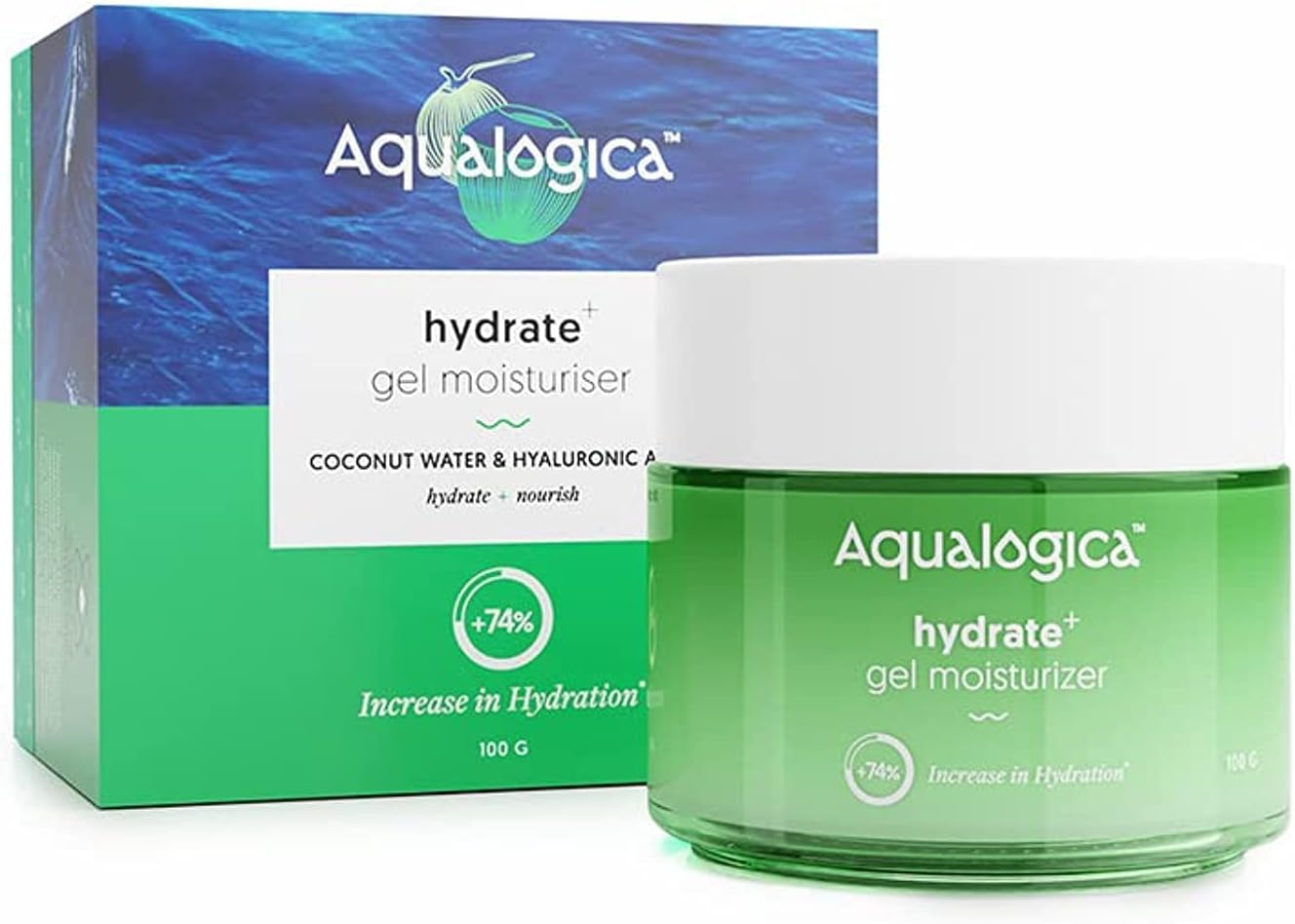 Hydrate+ Gel Moisturizer with Coconut Water & Hyaluronic Acid for Day & Night for Men & Women - For Normal, Dry & Combination Skin -100g