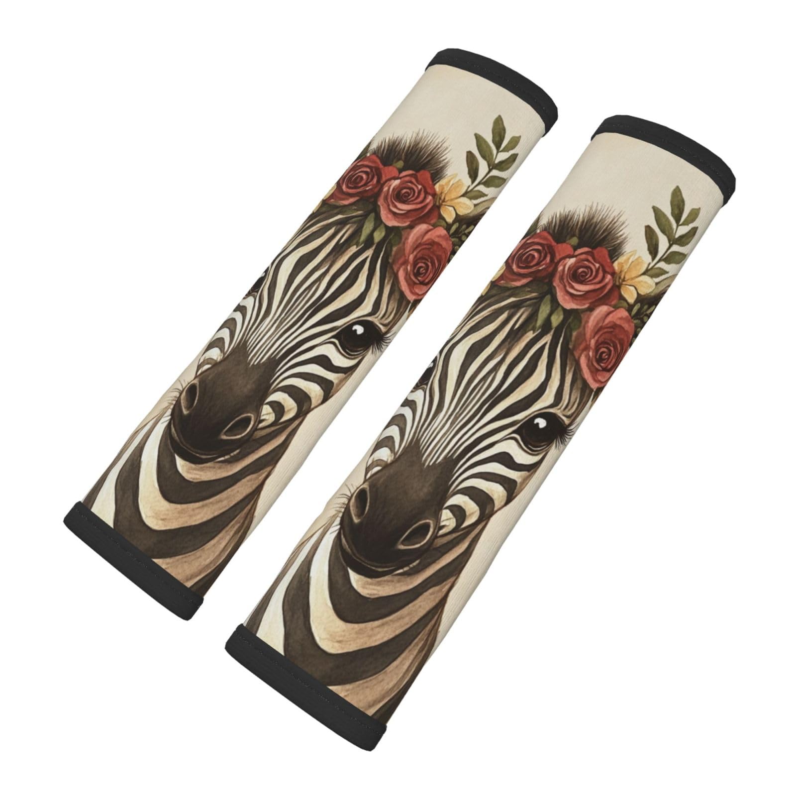 Cute Zebra with Flower Crown Car Seat Belt Cover 2 Pack Seatbelt Strap Shoulder Pad Protector Universal Comfort for Car