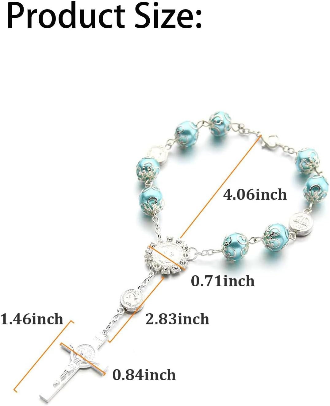 2PCS Car Rosary for Rearview Mirror Personalized Cross Blessing, Blue image 3