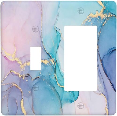 Miniatura 27 de Arte abstracto de mármol de acuarela de 1 cuadrilla, cubierta decorativa de pared de palanca única, placa de interruptor eléctrico para sala de Arte