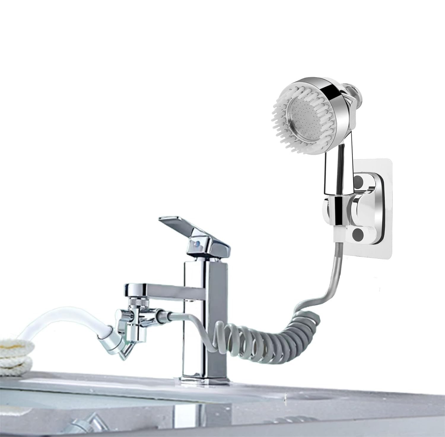 Clefairy Sink Faucet Sprayer Attachment, Shower Head Attaches to Tub Faucet, Dog Bathing Hose Shower Set for Laundry Bathroom Kitchen