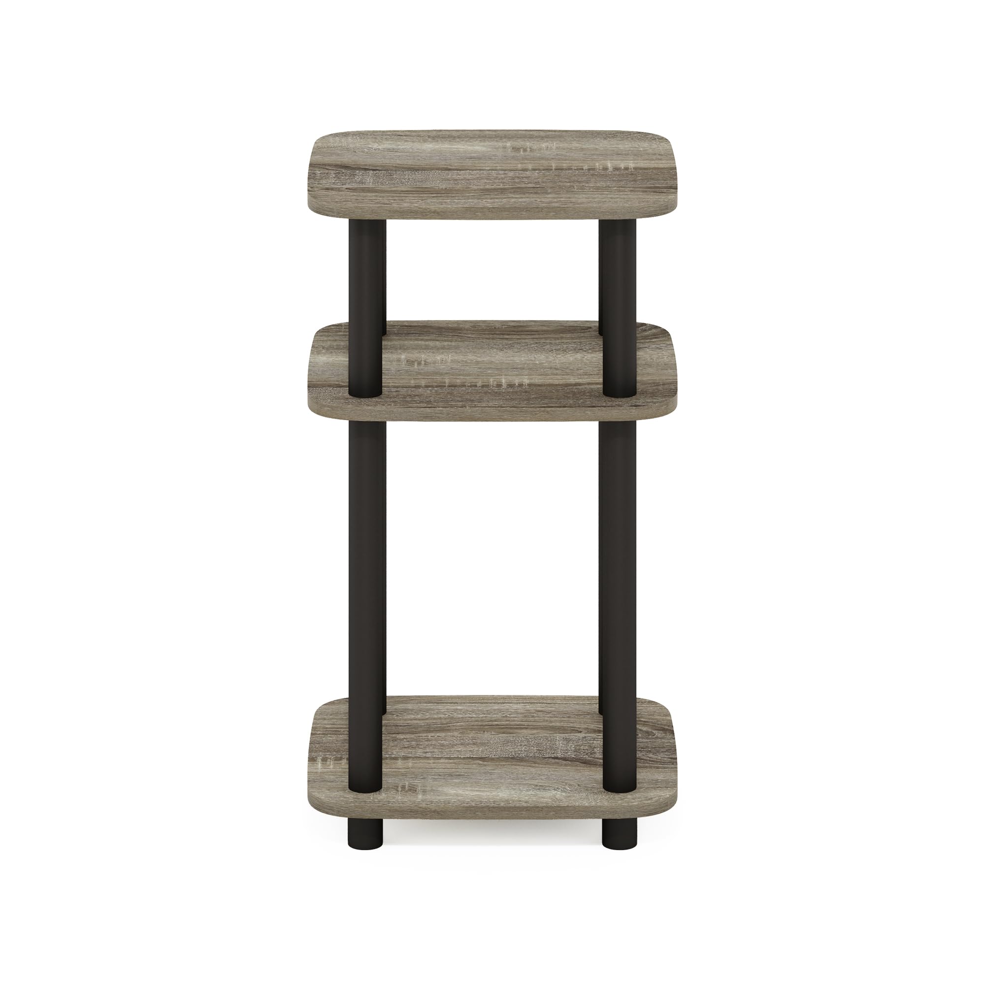 Furinno JUST Tavolino Laterale, Tavolino Da Divano Turn-N-Tube A 3 Ripiani Con Ripiano Aperto, Comodino Ad Angoli Arrotondati, Montaggio Facile, Rovere Francese