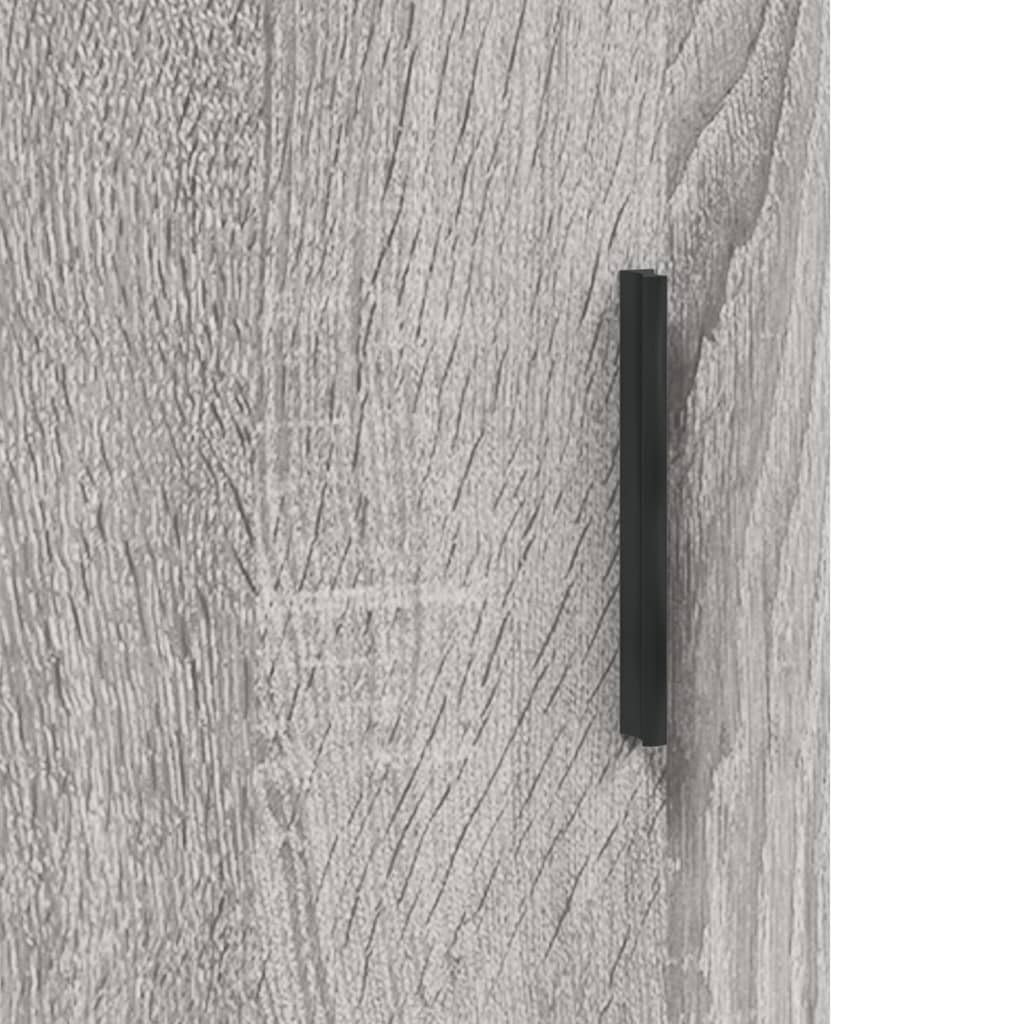 Highboard grigio Sonoma, 69,5 x 34 x 180 cm, con molto spazio, piedini in metallo, credenza e ripiano alto, per cucina, soggiorno e sala da pranzo