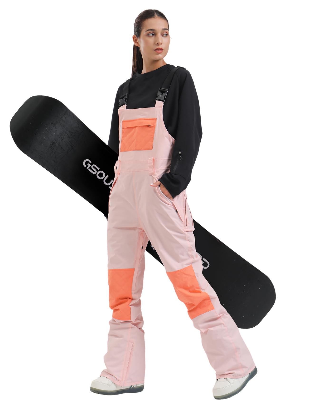 GSOU SNOW Salopette de Ski et Snowboard pour Femme - Multi-Poches Léger Imperméable 15K Coupe-Vent Respirant Chaud