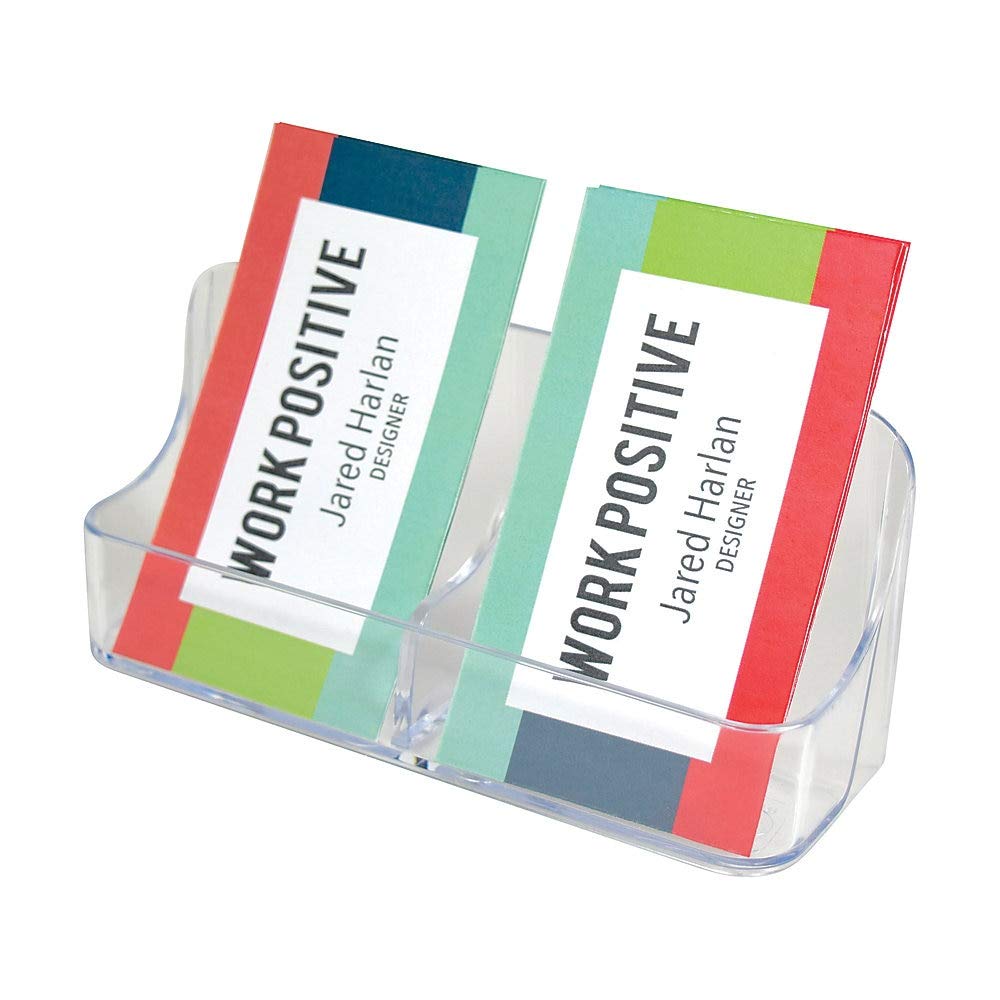 Deflecto 2-Compartment Vertical Business Card Holder, 5" x 2 1/5" x 1 1/2",  Clear : Office Products - Amazon.com