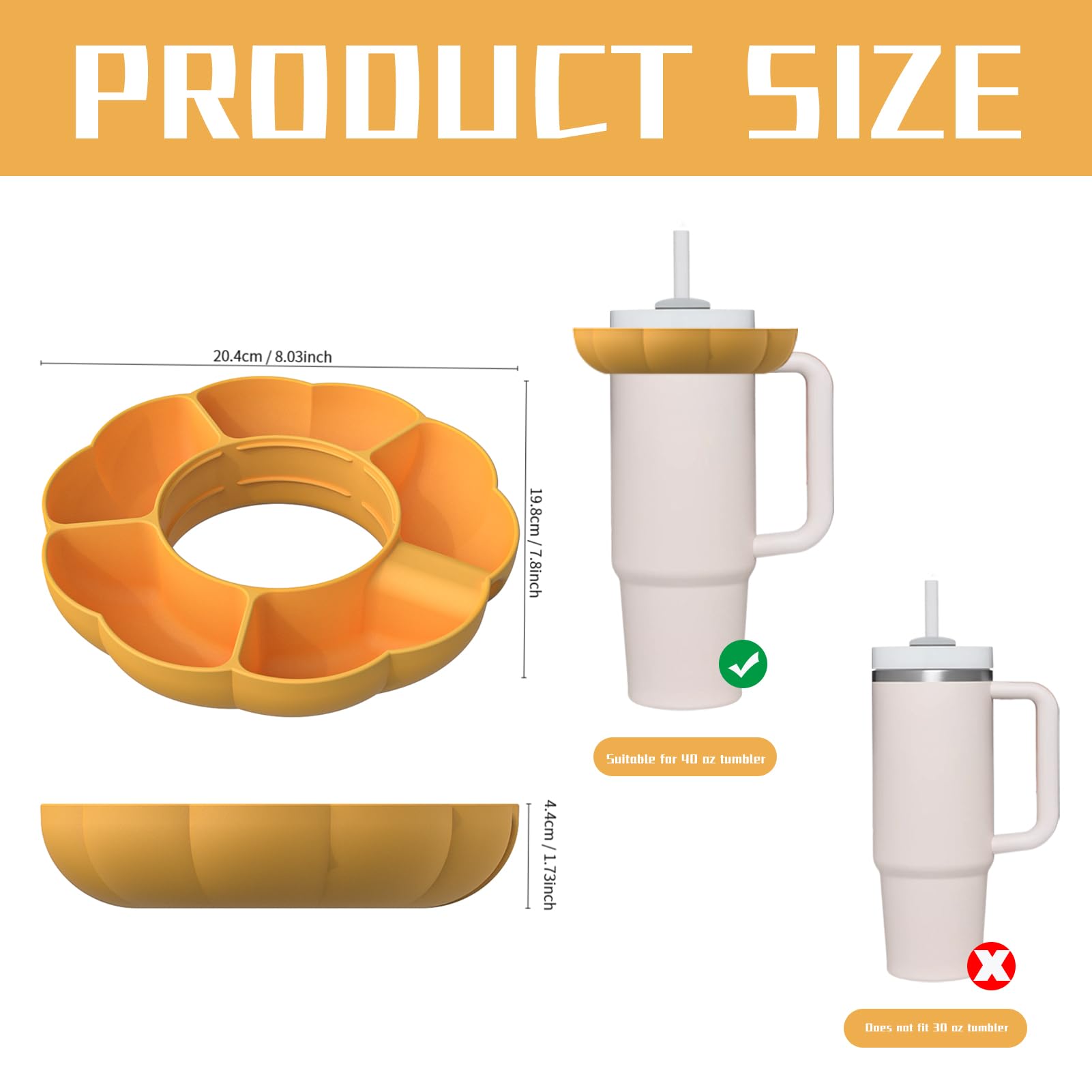Bol à Collation Pour Stanley Cup - Plateau 4 Compartiments En Silicone Avec Couvercle, Baguettes Et Couvercle Paille