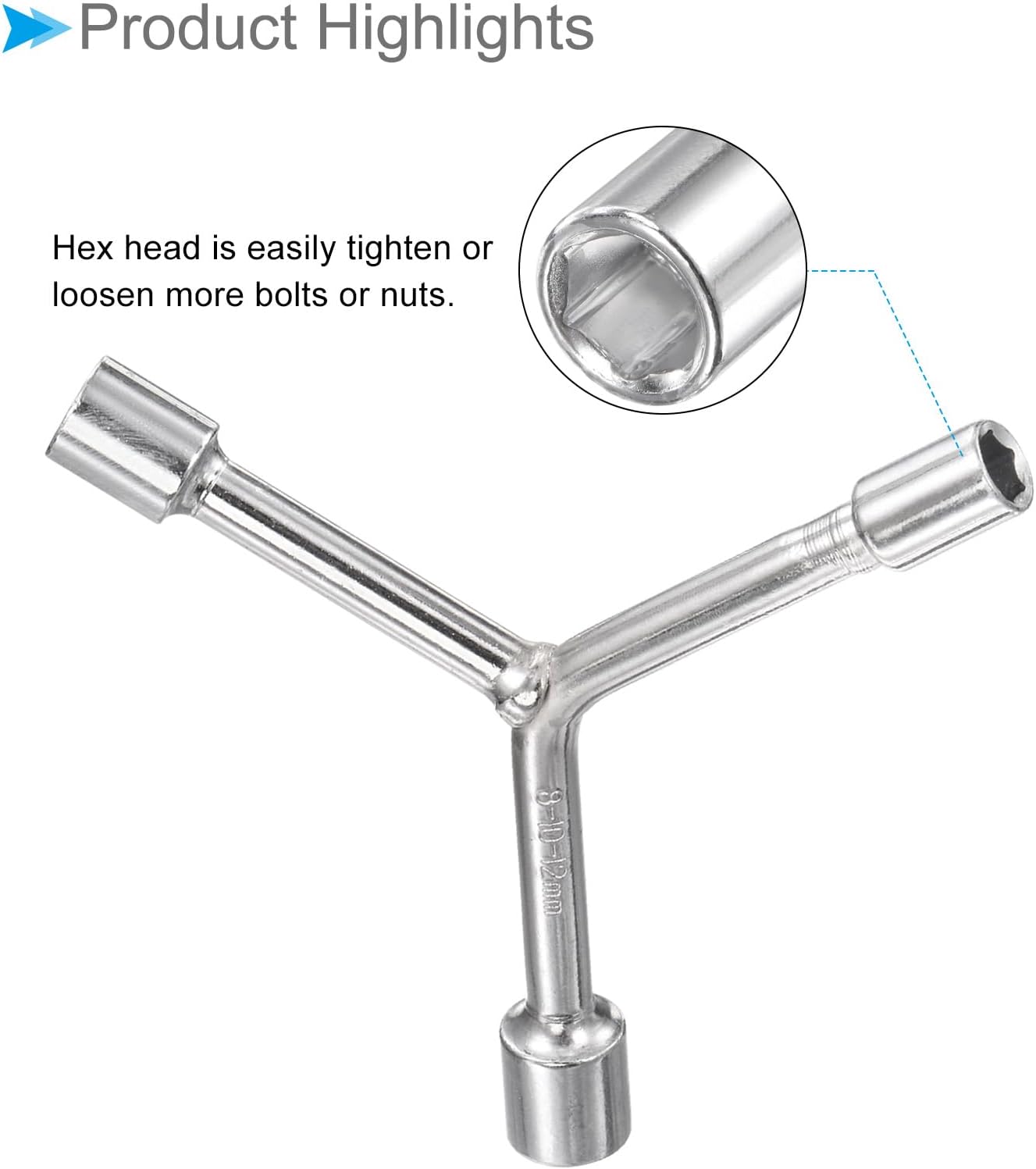 Y-Shaped 3 Way Socket Wrench, | 8mm 10mm 12mm 3-inch Length | CR-V Y-Type Hex Spanner Repair Tools - (Applications: for Bicycle Maintenance and Repairing), 2-Pieces