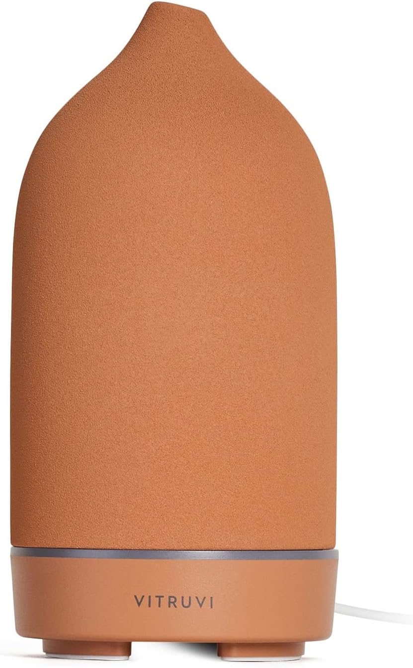 Stone Diffuser, Ceramic Ultrasonic Essential Oil Diffuser for Aromatherapy, Terracotta, 90ml Capacity