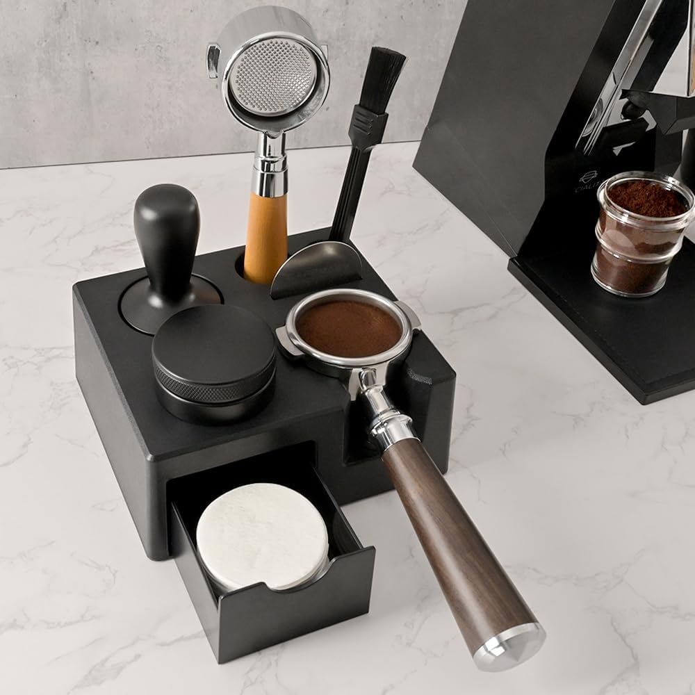 CAFEMASY Espresso Tamping Station Organizer - Espresso Machine Accessories Coffee Tamper Station Holder for 58mm Epsresso Portafilter Coffee Tools Organzier for Baristas