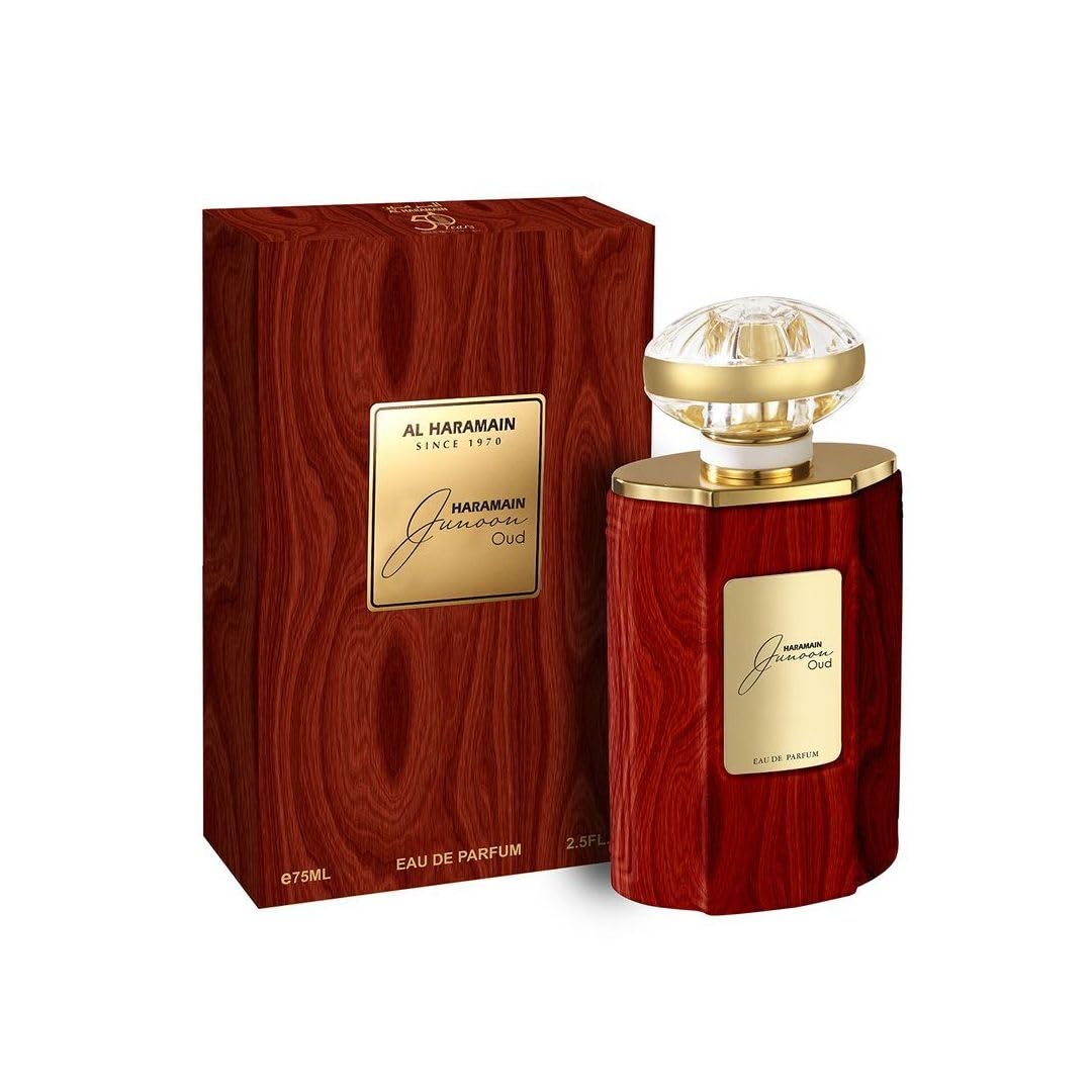 Al Haramain Junoon Oud Eau de Parfum 75ml | Luxury Perfume for Women | Oud Arabian Perfume Spray | Floral Fragrance