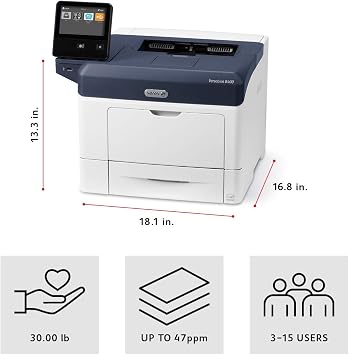 Xerox VersaLink B400/DN Black and White Laser Printer, letter/legal, up to 47ppm, USB/ethernet, automatic duplexing, 550 sheet tray, 150 sheet multi purpose tray