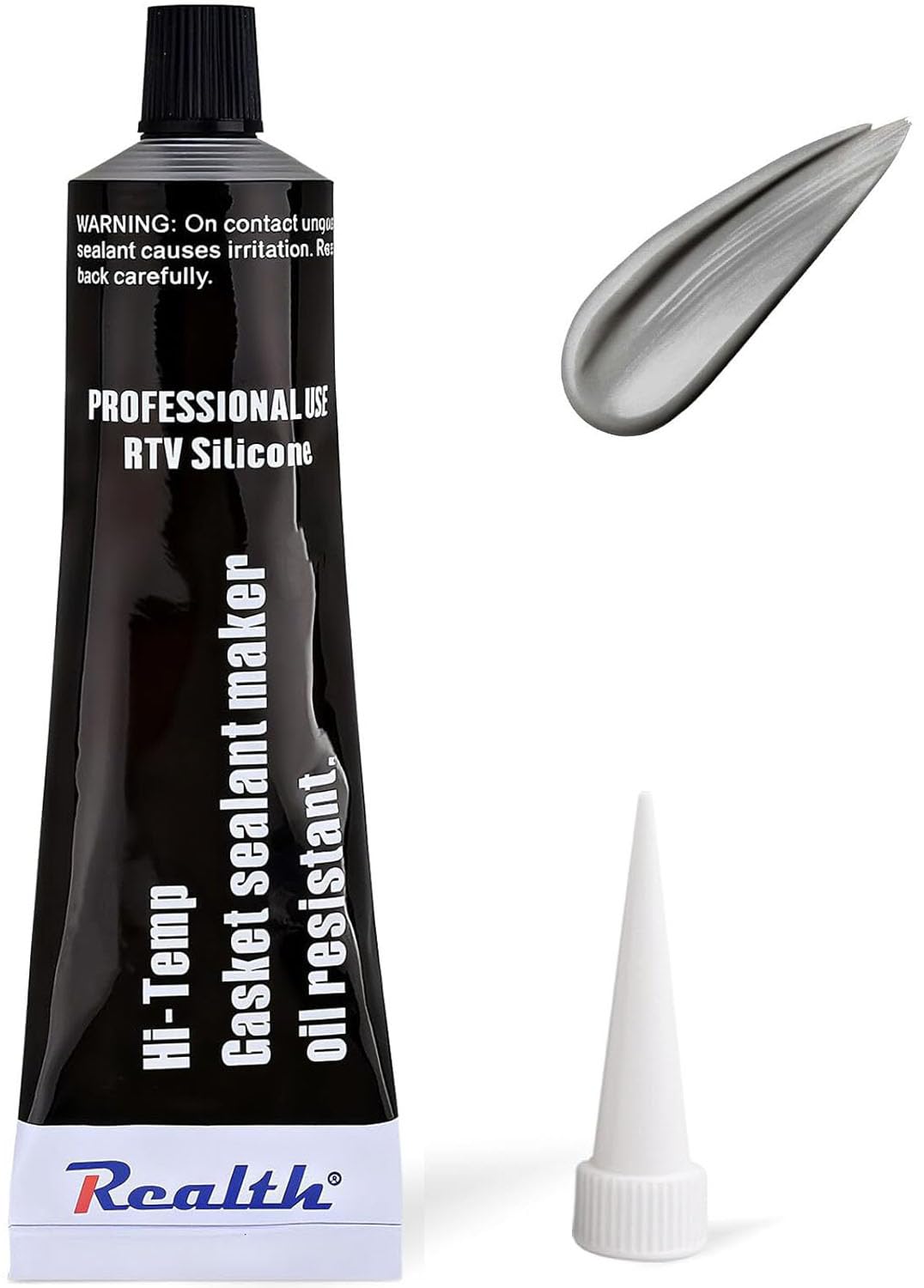 Realth Hochtemperatur Silikon Dichtmasse | 3.53 oz(100g) Grau RTV | Zylinderkopfdichtung Dichtmittel | Dichtmasse für die Reparatur von Kfz-Motorradmaschinen