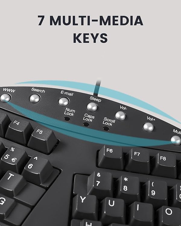Perixx PERIBOARD-512 Ergonomic Split Keyboard - Natural Ergonomic Design - Black - Bulky Size 19.09"x9.29"x1.73" by Perixx - Image 6