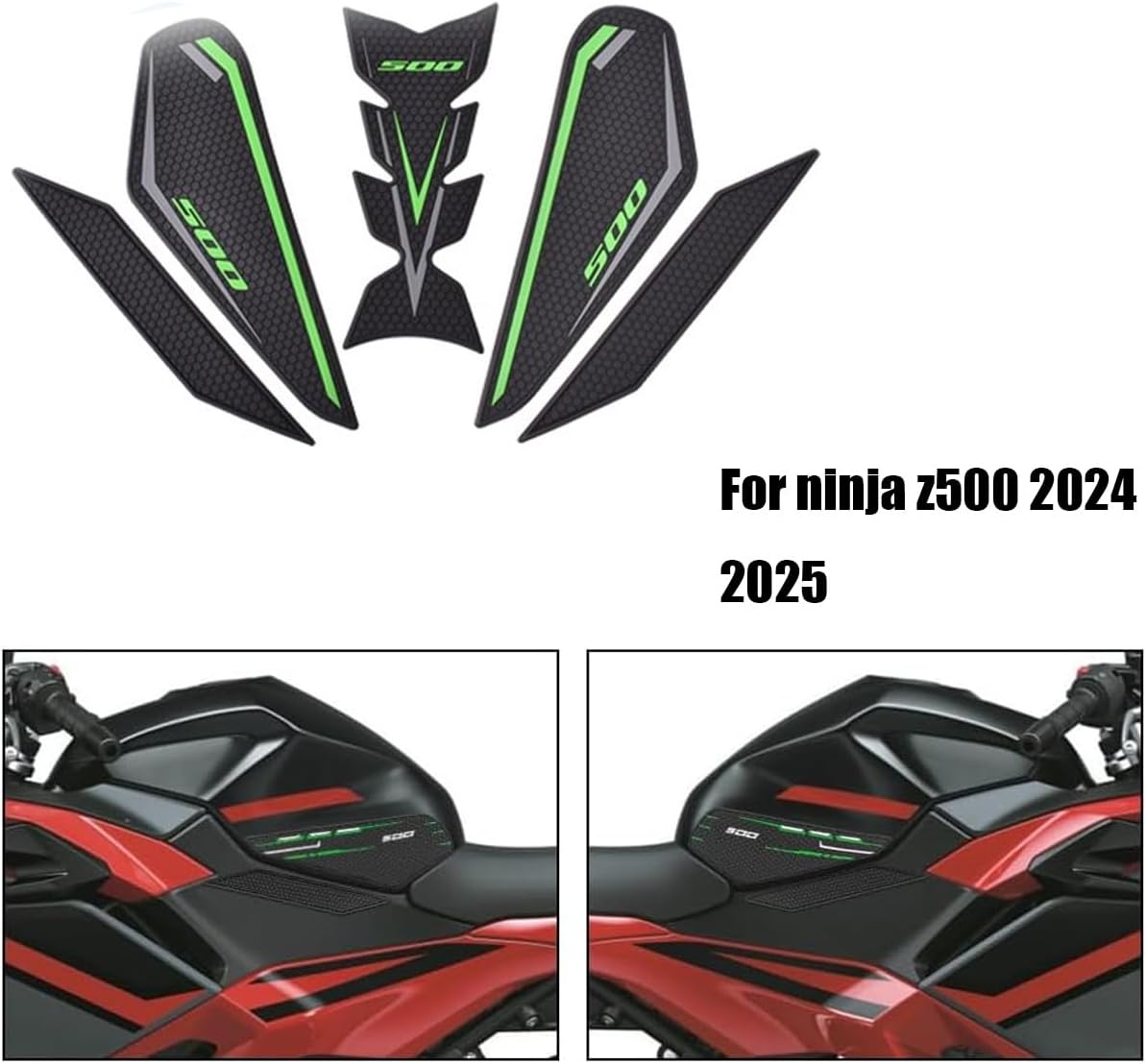 Compatible for Ninia 500 Z500 Ninia500 SE 2024 2025 Motorcycle Tank Pad Kit Side Knee Guard Sticker Fuel Tank Protector. (Green)