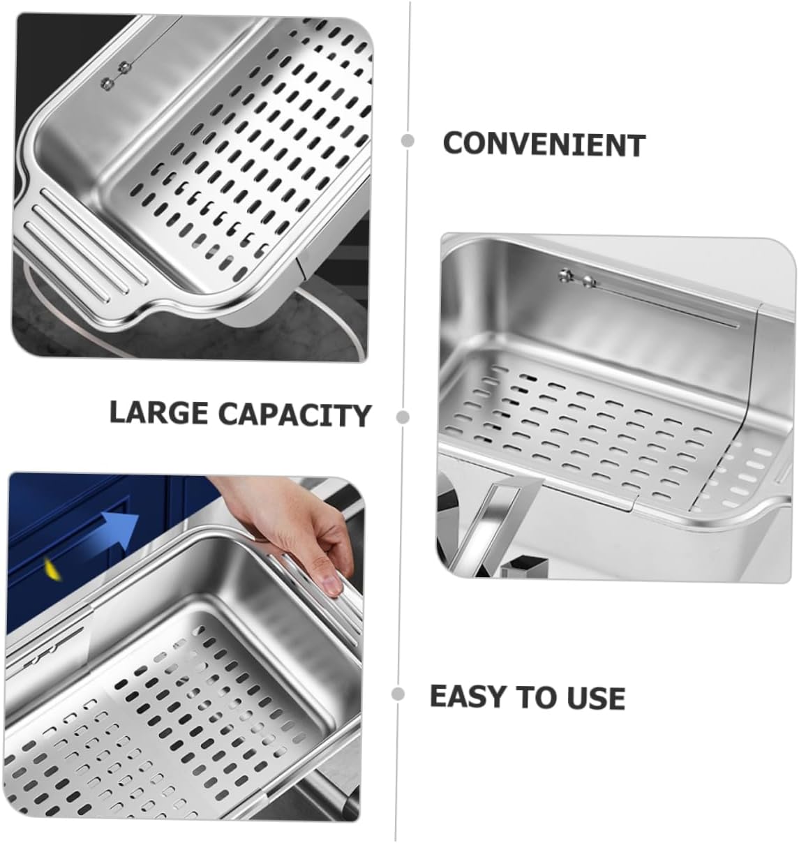 Expandable Sink Strainer Basket over Sink Drain Basket for Easy Vegetable Dish Drying Lightweight Kitchen Colander Fit