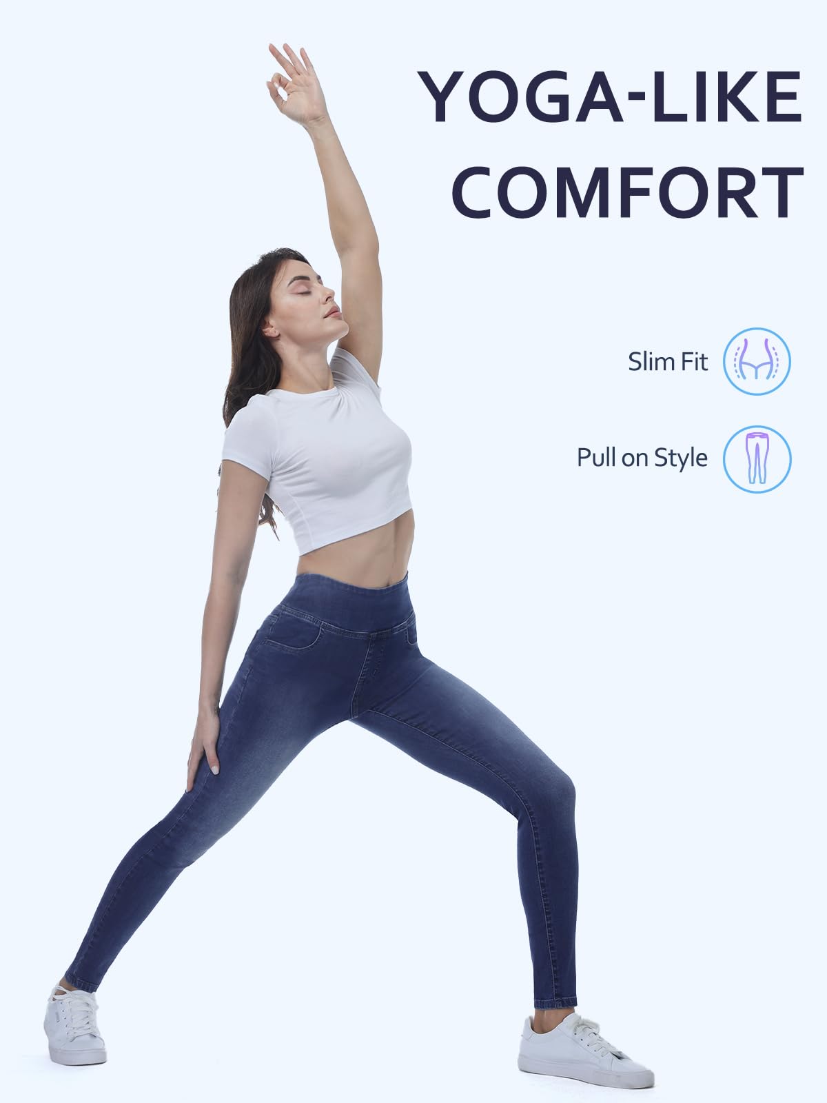 Vaqueros Elásticos Mujer, Skinny Slim Jeans De Tiro Alto Jeggings Treggings Push Up Pantalón Vaqueros Elástico Ankle