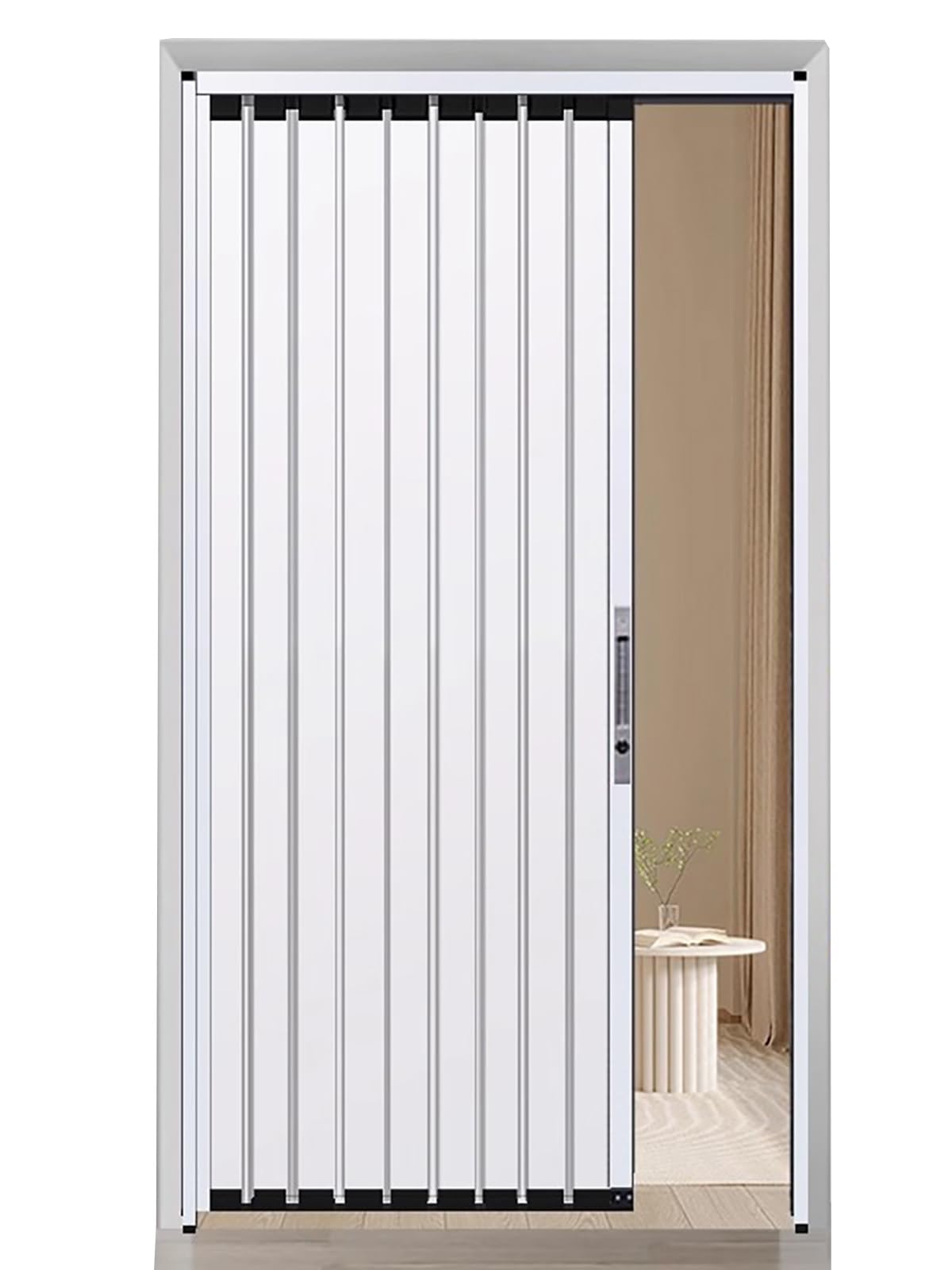 ZAQYCM Schiebetür Falttür Aluminium Falt Raumteiler Tür Weiß, Ersatz Für Heimbüro Einzelfalttür 230 220 215 210 200 190 180 160 150 140 130 120 110 100 90 86 80 70 60 cm innentüren(H 205cm,W 120cm)