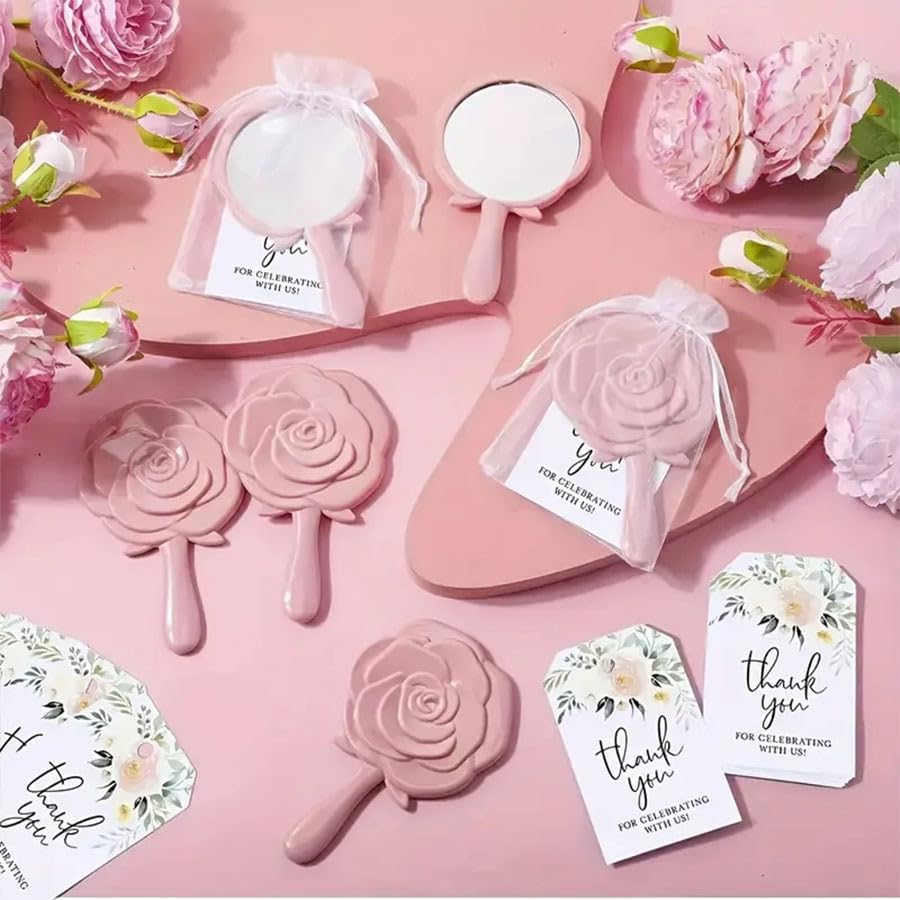 Set de 6 espejos de maquillaje vintage con bolsa y tarjeta miniatura 2