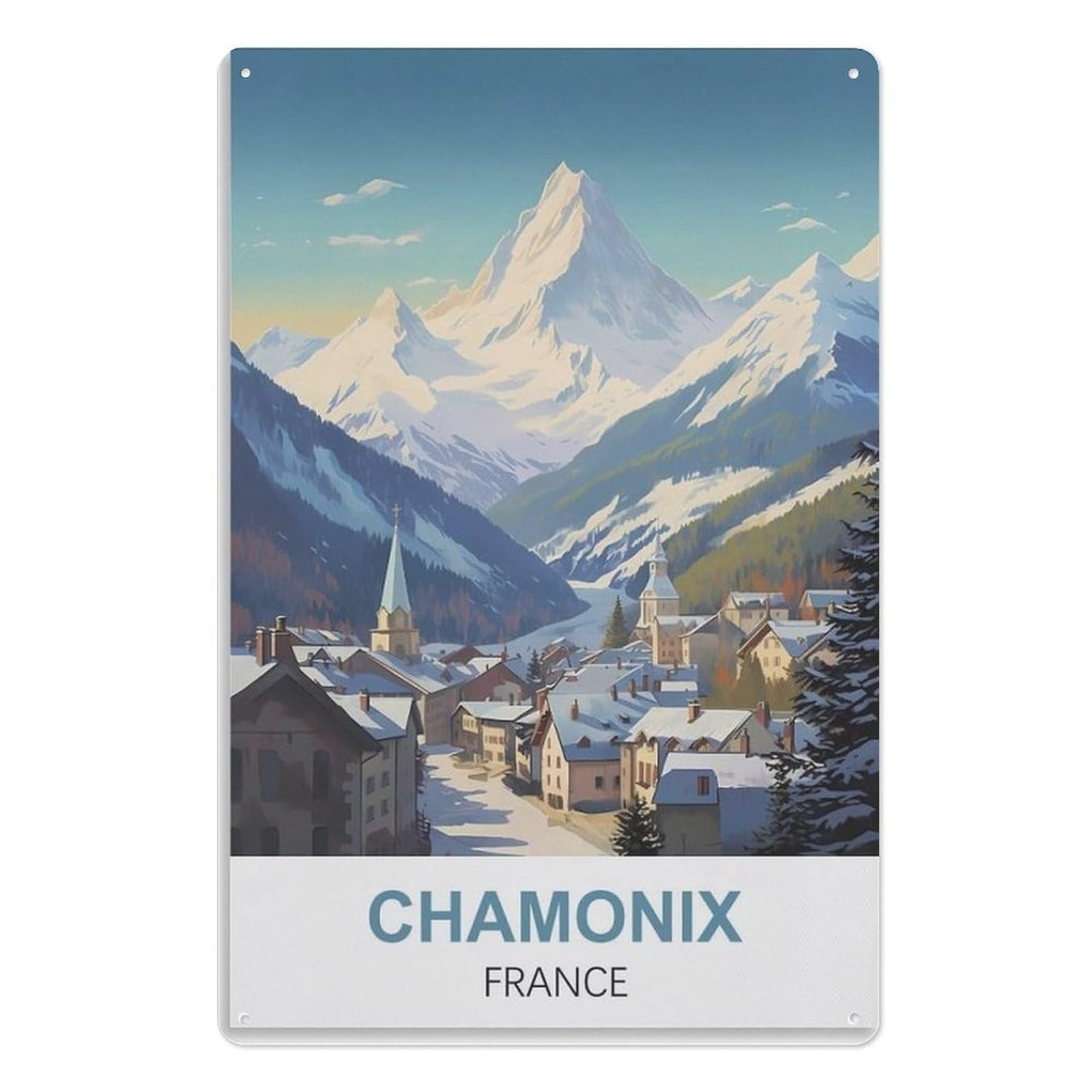 Tin Sign Vintage Retro Man Cave Bar Pub Shed Novelty Gift Aluminium Metal Tin Wall Décor Sign， Chamonix France15x30cm（6x12 inch）AA-1276