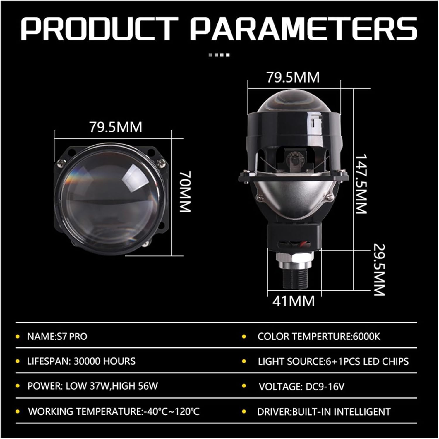 Dual Chips 2.5 Inch S18 Bi LED Projector Lens With Auto Lamp H1 H4 H7 HB3 HB4 G5 3R Headlight Car Accessory