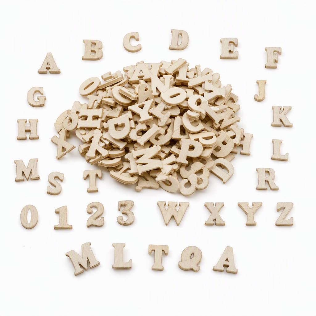 Wooden Letters for Crafts, 400-Pack Mini Alphabet & Numbers