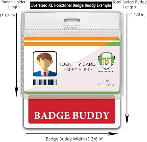 Miniatura 2 de Specialist ID - Paquete de 4 insignias personalizadas de gran tamaño horizontal, tarjeta extra grande para enfermeras, 3 38 x 4 18, para llevar con