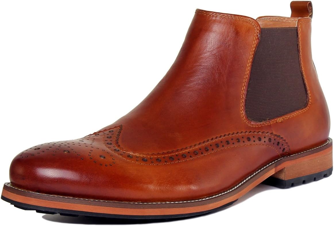 Justin Reece Barton Mens Leather Matt Brown Ankle Boots (10 UK, Brown)