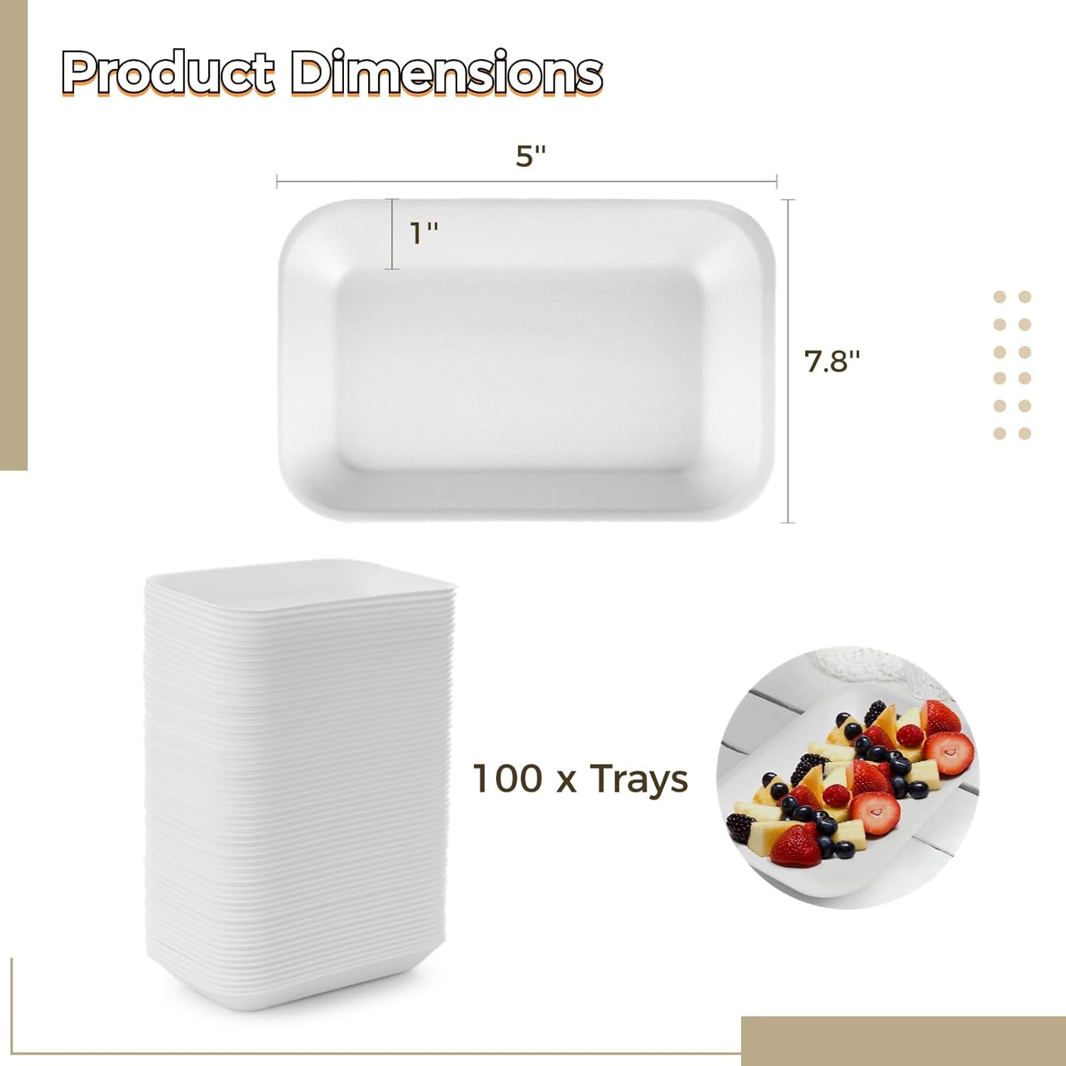 100 Pcs Crafts Foam Trays, White Foam Supermarket Disposable Poultry Meat Fruit Trays, BBQ Grill Roast Food Plates, Rectangle DIY Craft Painting Trays for Printmaking DIY Handicraft (8 x 4.7 x 1 in) - Image 5