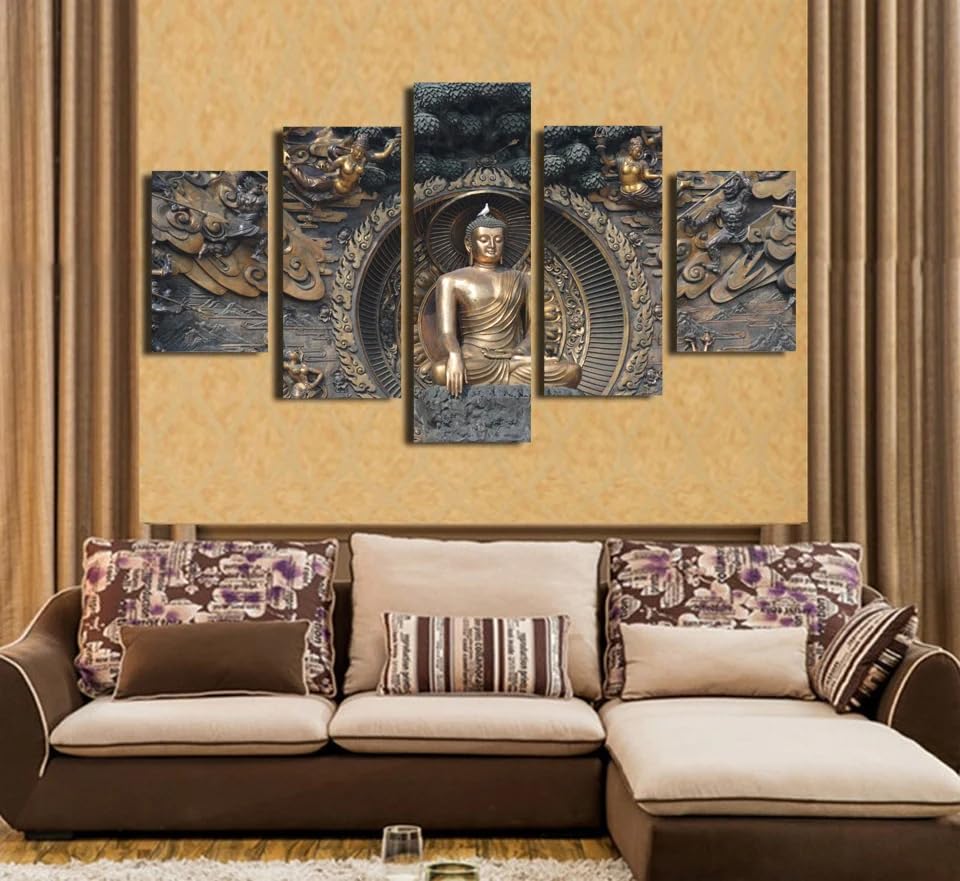 Impression sur toile Bouddha EMNZPSDZ, art mural moderne en 5 pièces