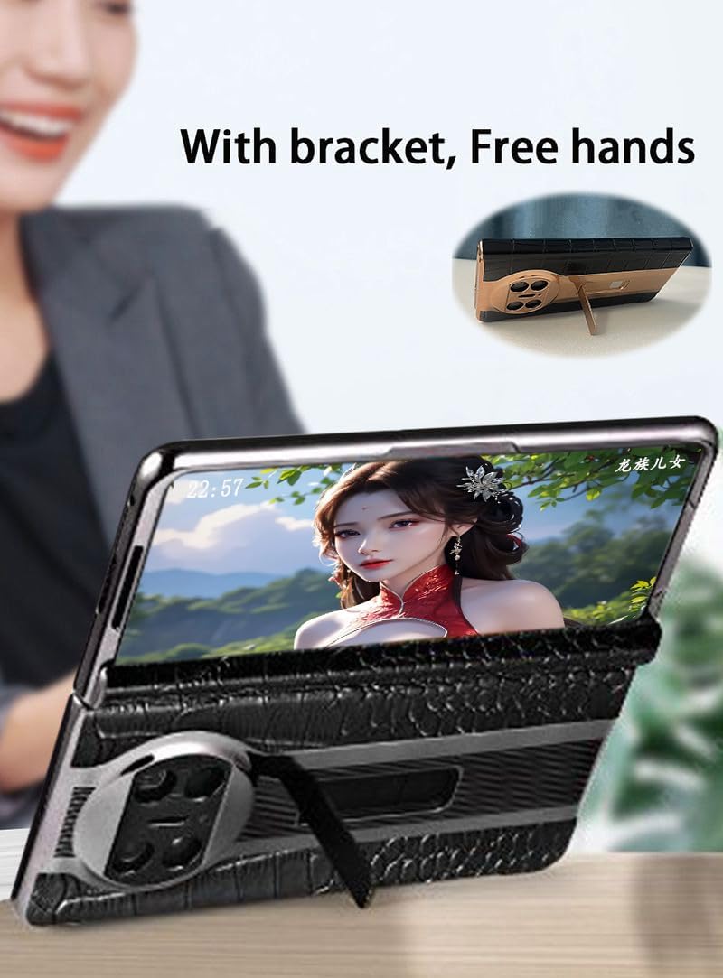 Leather Case for Huawei Mate X5, Hinged Cover for Huawei Mate X 5 Cell Phone, Bracket, Mobile Phone Shell, Leather Holster