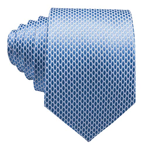 Image of Barry.Wang Plaid Ties Check Mens Necktie Set with Handkerchief Cufflinks Classic Stripe